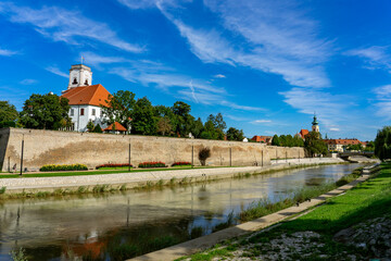 Naklejka premium Gyor city with the Raba river in Hungary