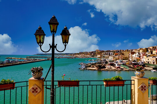Panorama on the town and port of Sciacca Sicily Italy