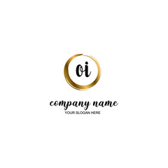 OI Initial handwriting logo template vector