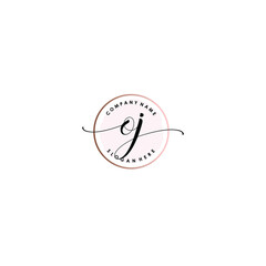 OJ Initial handwriting logo template vector