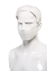 Mascherina carta 1 velo monoutile su un busto di un manichino