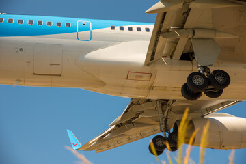 9/1/2020 Greece, Skiathos town, Skiathos island airport. Difficult plane landing