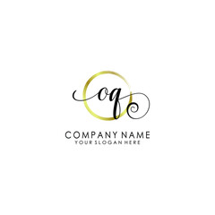 OQ Initial handwriting logo template vector