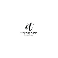 OT Initial handwriting logo template vector
