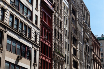 Fototapeta na wymiar Row of Beautiful Old Residential Buildings in NoHo of New York City