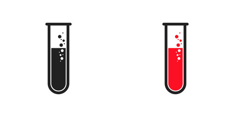 Test tube vector icon. Glass medical flask corona sign symbol in flat
