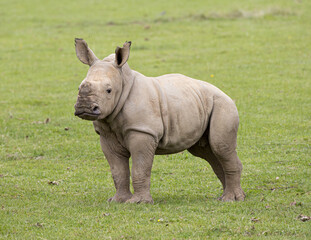 young white rhino in grass © Robert Parker