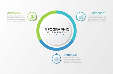 Business data visualization. Process chart. Abstract elements of graph, diagram with 3 steps, options, parts or processes. Vector business template for presentation. Creative concept for infographic.