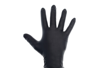 Guanti in nitrile neri fotografati su sfondo bianco