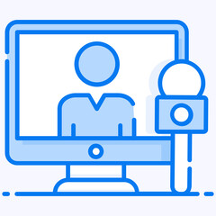 
Mic with an online person vector, live news 
