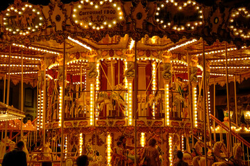 Obraz premium carousel at night in Strasbourg