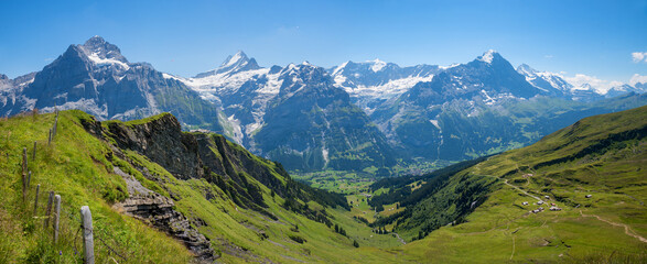 stunning mountain landscape switzerland, panorama Grindelwald First bernese oberland