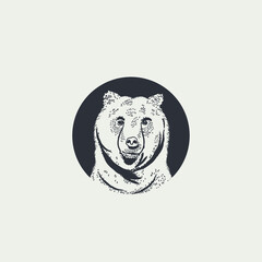 Vintage Hand Drawn Bear Brand Identity Vector Illustration	