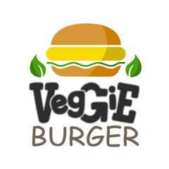 Veggie Burgers Lettering logo on white background
