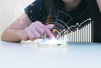 Women are using innovative technology. Mixed media, digital concepts