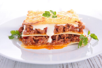 lasagne with minced beef, cream and cheese