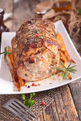 roast beef or veal with vegetable and herb
