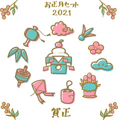 お正月モチーフセット　japanese new year mochef sets