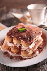 tiramisu cake with coco and cream