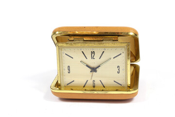 Vintage Antique Desk Clock on White Background