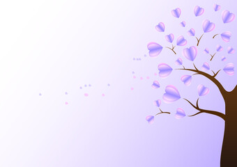 pink and purple hearts tree on purple background for the growth of love concept with empty space for logo and content, Happy Valentine's Day, greeting card design, creative design vector illustration