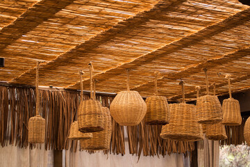 Wicker decorative lamp shades, natural fiber rattan decor pendant lights