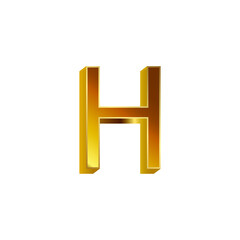 Luxury and Modern Design of 3d Golden H Alphabet .Golden Colored 3d Design of H Alphabet.Golden Colored Alphabetic Collection.