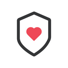 Shield with heart icon. Protection symbol modern simple vector icon for website or mobile app