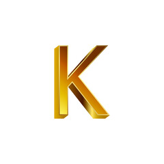 Luxury and Modern Design of 3d Golden K Alphabet .Golden Colored 3d Design of K Alphabet.Golden Colored Alphabetic Collection.