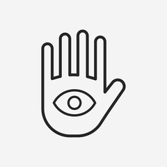 Eye In Hand Social Media Icon Isolated On White Background. Vector Illustration