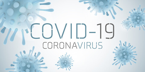 Covid 19 science illustration - coronavirus sars cov 2 - blue design banner science medicine