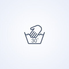 Hand wash at 30 degrees, vector best gray line icon