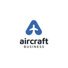 Initial Letter A with Rounded Triangle and Jet Plane for Aircraft Airplane Aviation Transportation logo design