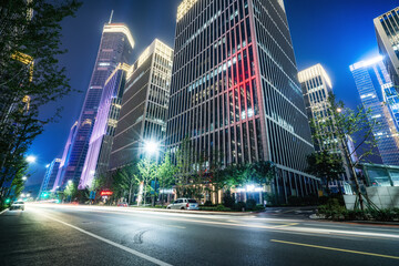 Dense skyscrapers and roads, Jinan CBD, China.