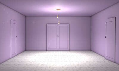 empty room with a door