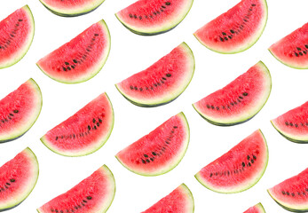 Seamless pattern background. Watermelon slices isolated on white background