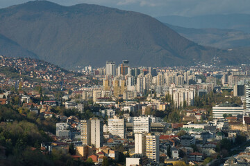 Panoramic cityscape of Sarajevo, Bosnia and Herzegovina