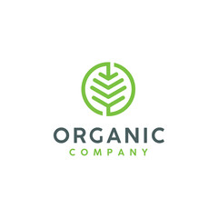 Circular Initial Letter O with Leaf for Organic Fresh Natural Food logo design