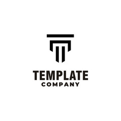 Initial Letter T with Greek Pillar Column Building logo design