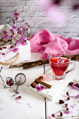 tea with rose petals