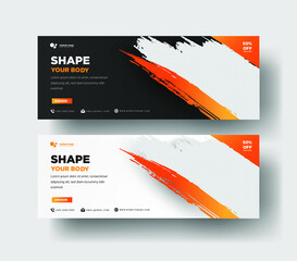 Sports Banner Template, Gym Fitness, with a modern, clean design, Vector Template