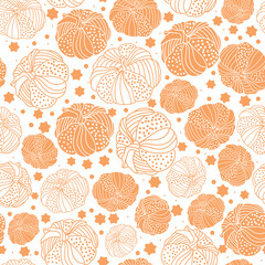 Thanksgiving line doodle art pumpkins seamless pattern background design