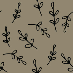 Branches and leaves pattern. Freehand drawing. Seamless picture on a bright background. Vector. © Zoryana Vasiltsova