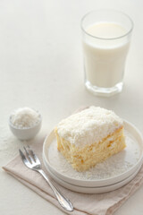 white cake with coconut cream