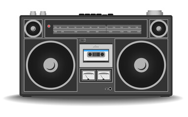 classic 80s boombox cassette tape recorder isolated on white vector illustration