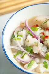 Photo Styling. Delicious ceviche with the ingredients around. 