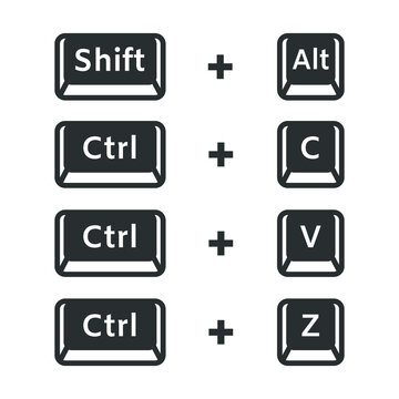 Shift Alt, Ctrl C, Ctrl V, Ctrl Z, keyboard buttons shortcuts vector