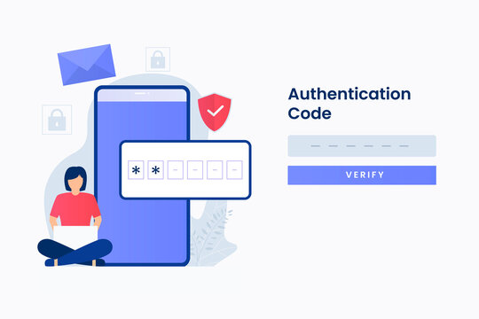 2-Step authentication illustration web page. Illustration for websites, landing pages, mobile applications, posters and banners.
