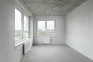 interior of the apartment without decoration in gray colors