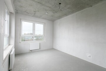 interior of the apartment without decoration in gray colors
